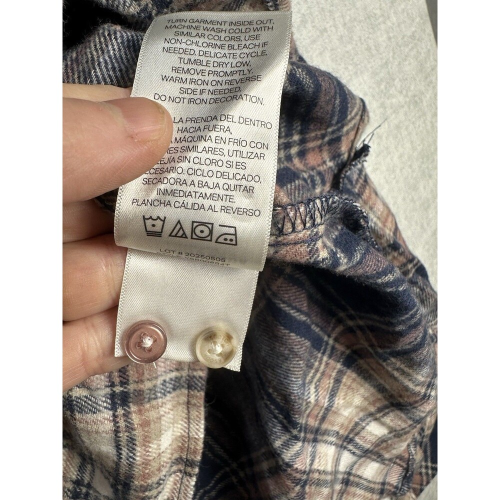 Scotch & Soda Plaid Flannel Womens Crop Slouch Medium Button Up Top Long Sleeve - Picture 7 of 7